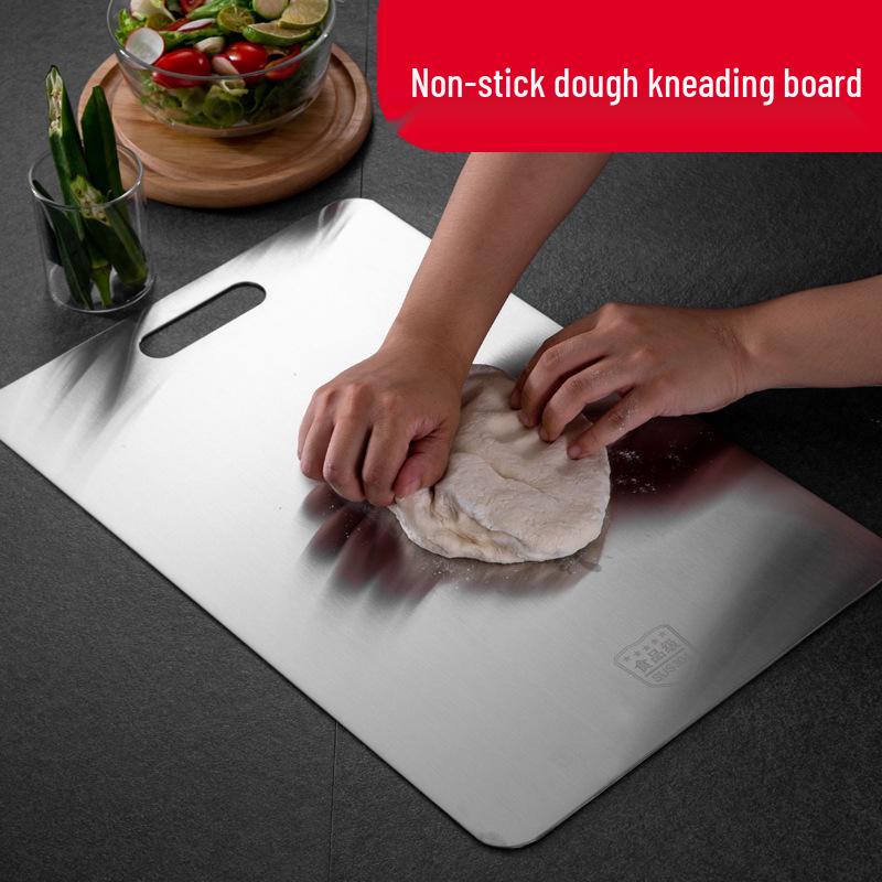 Antibacterial Stainless Steel Double-Sided Cutting Board for Chopping, Rolling Dough, Pastry, and Fruit