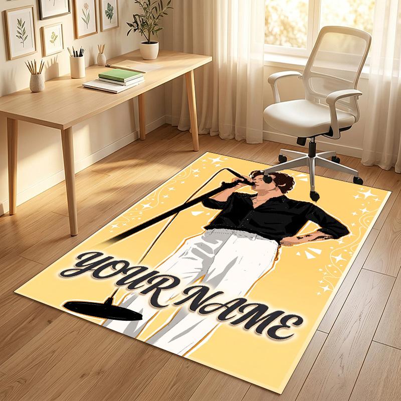 Personalized Crystal Velvet Carpet,Harry Styles Custom Printed Name, Plush Area Rug For Home Indoor Decor