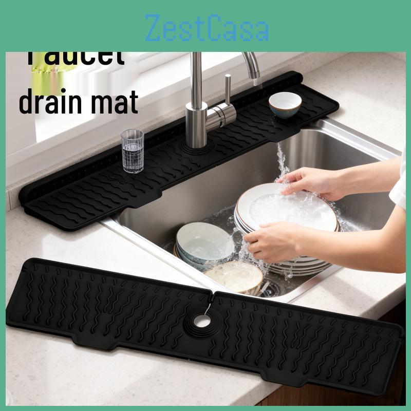 Mat Silicone Sink Solid Faucet Color Rectangular Washbasin Pad For Kitchen Countertops
