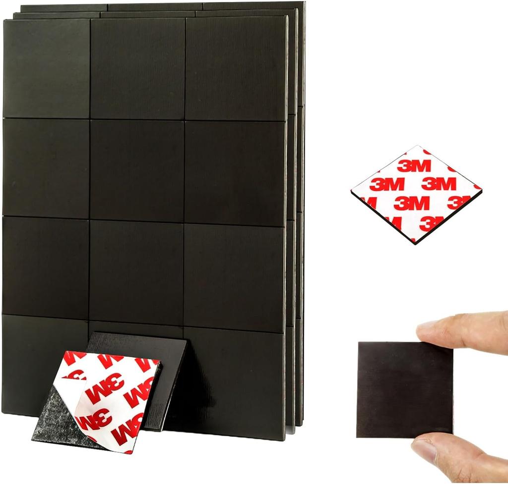 50pcs Soft Rubber Magnetic Sticker for Refridge Sticker Magnet Squares (Each 20 X 20 X 2mm) With Strong Adhesive Backing Perfect for DIY