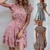 Women Bandage Fashion V-Neck Sexy Short Sleeve  Dress Fashion Dress