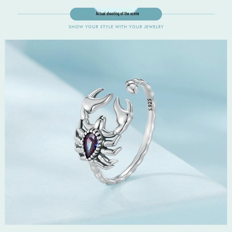 Yin Ziyun Retro Scorpion Open Ring: Unique 925 Sterling Silver Insect Bracelet