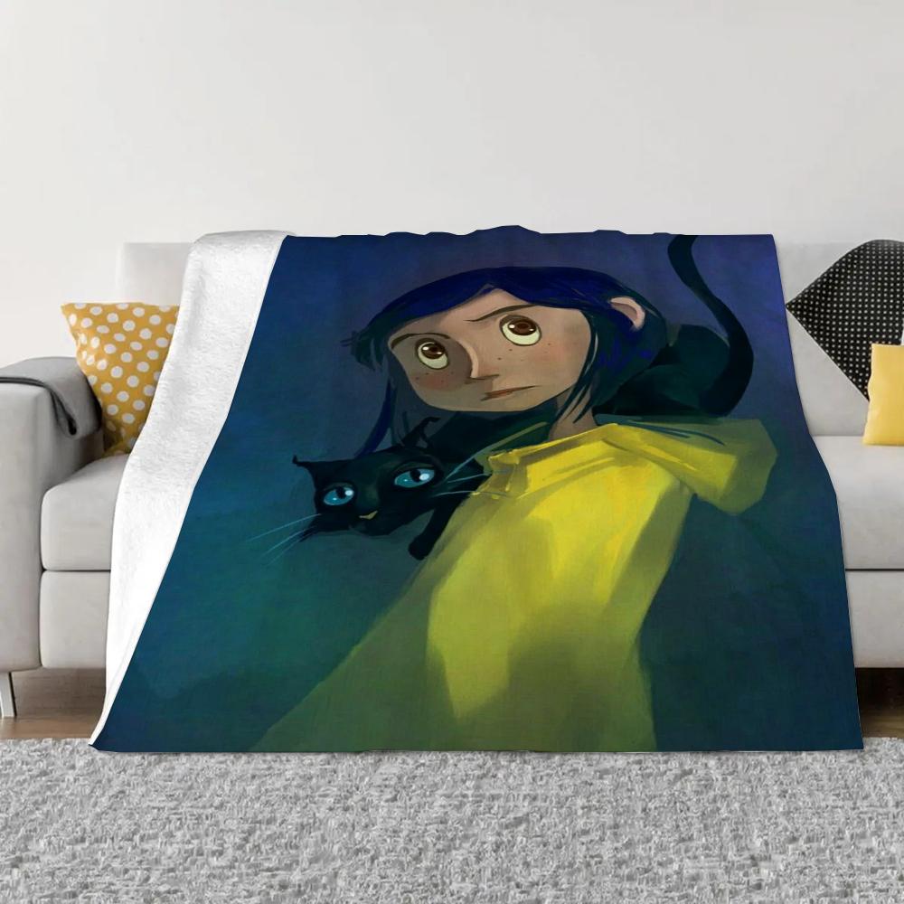 Coraline Fleece Blanket King Size Fluffy Soft Blankets & Throws Bed Throw Home Interior Microfiber Bedding Knitted Plaid Knee &