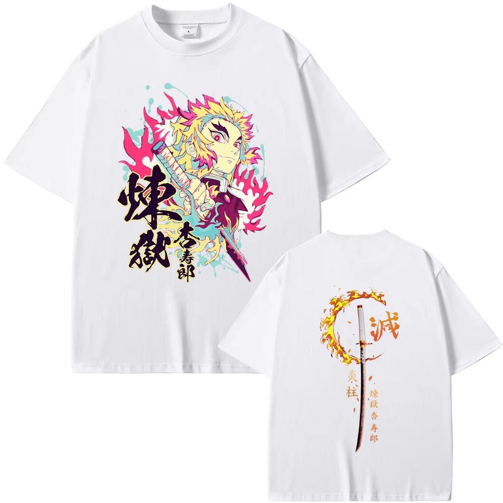 Anime Character T-shirt Unisex Cartoon Rengoku Kyoujurou Graphic Tshirt Summer Men Women Fashion Trend T Shirts Streetwear