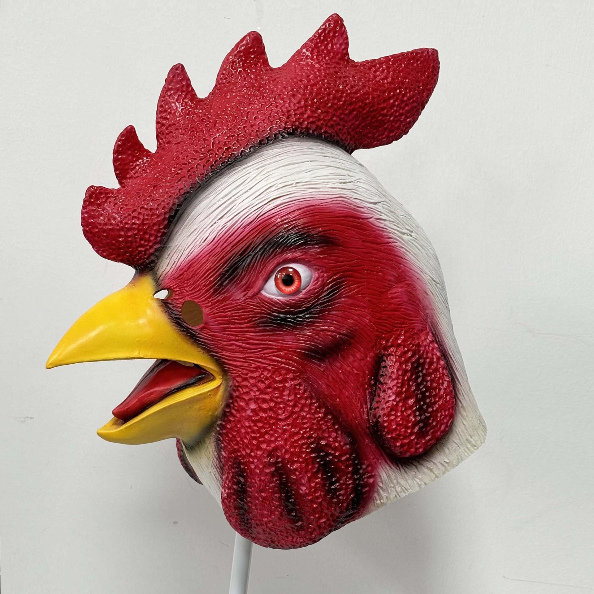 Funny Rooster Mask Cosplay Animal Chicken Cockerel Head Latex Helmet Halloween Carnival Dress Up Party Costumes Props