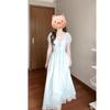 Square Neck Bubble Sleeve Striped Dress Women's Summer Sweet Casual Temperament Waist Dress