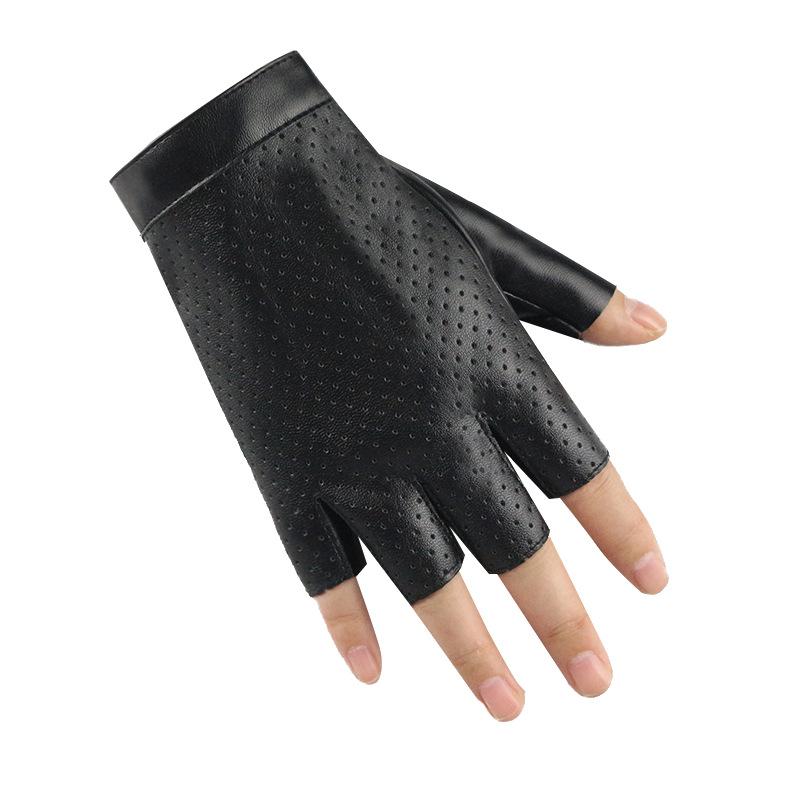 

Танцевальные кожаные перчатки без пальцев, женские велосипедные, спортивные с открытыми пальцами, для выступлений на открытом воздухе, модная индивидуальность, тренд фото со стальной трубой one size fits all чёрный