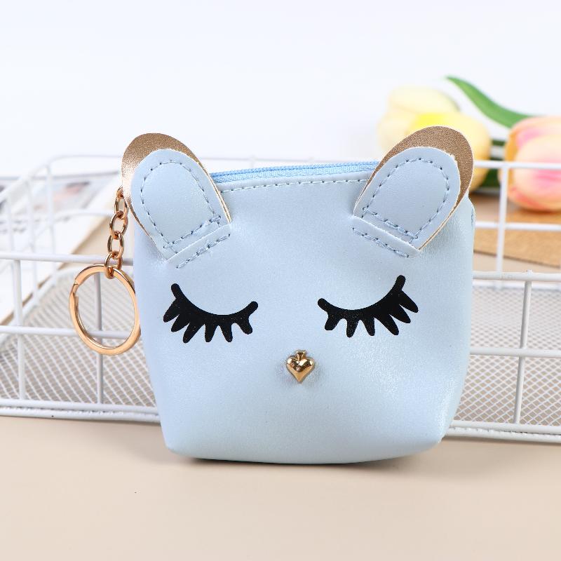 Mini Cute Cat Wallet Keychain Cartoon Lipstick Bag Fashion Earphone Keys Storage Bags Zipper Coin Purse Pendant Girls Gift