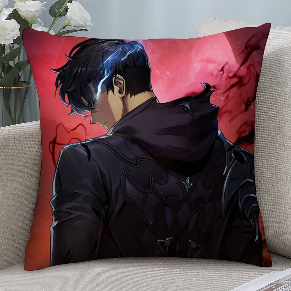 Hot Anime S-Solo Leveling Pillow Case Short plush Double-sided Print Square Throw Pillow Covers Sofa Home Cushion Decor