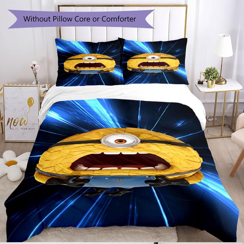 3pcs Duvet Cover Set (1*Duvet Cover + 2*Pillowcase, Without Core), Minions Print Soft All‑Season Bedding Set, Home Bedroom Decor Gift
