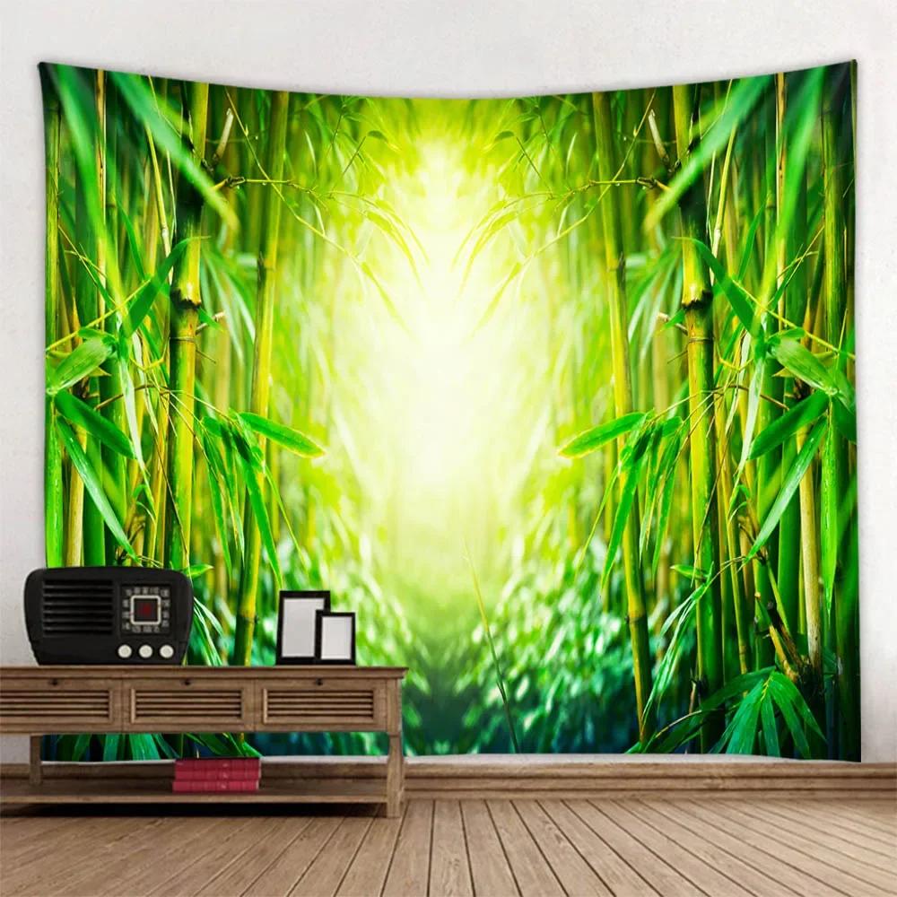 Sunshine Forest Wall Mounted Tapestry Polyester Fabric Bedroom Living Room Sofa Carpet Bohemian Style Art Decoration