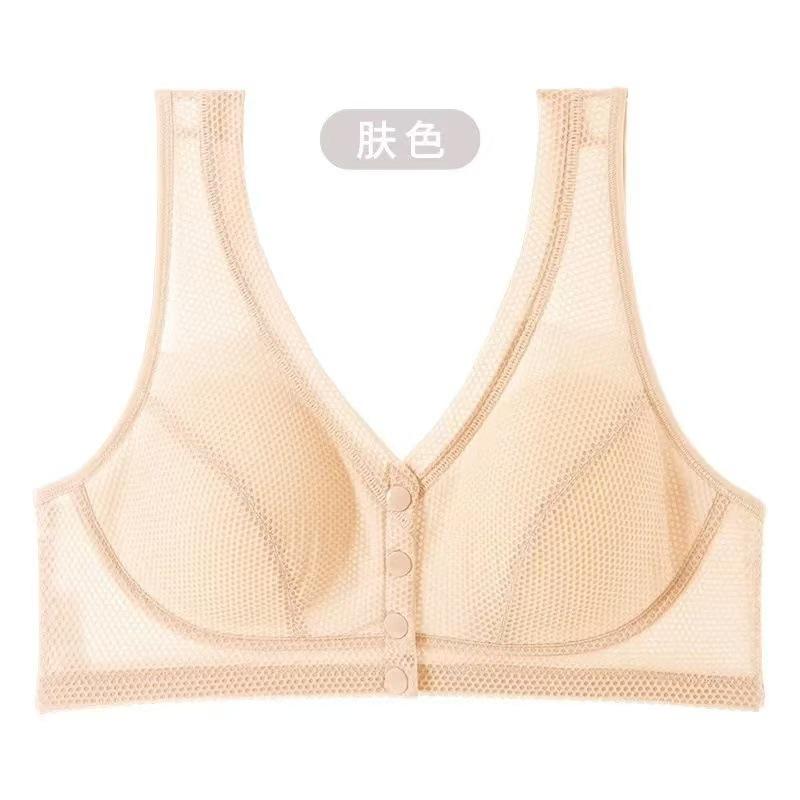 New Mother Underwear Without Steel Rim Large Size Bra Breathable Summer Front Open Buckle Vest Middle-aged Mother Chest Wrap Pure Cotton