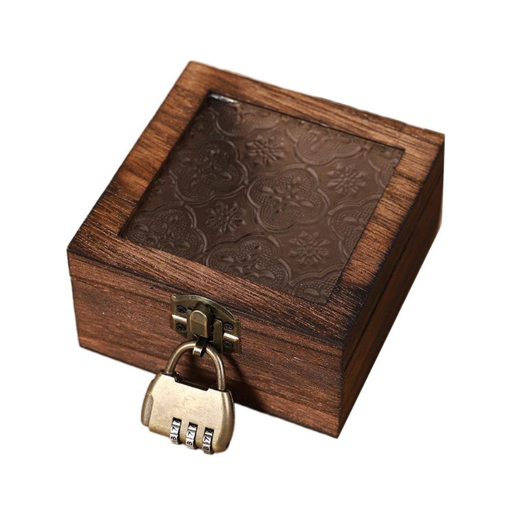 With Lock Wooden Jewelry Storage Box Portable Treasure Decorative Box  Home Decoration