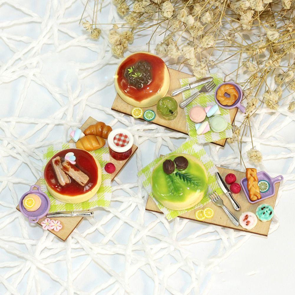 

Аксессуары для кукол Кукольный домик Торт с подносом Модель сцены Хлеб Варенье Тарелка Кукольный дом