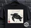 Unisex Sea Turtle T-Shirt - Japanese Ink Art Tee, Unique Ocean Animal Gift