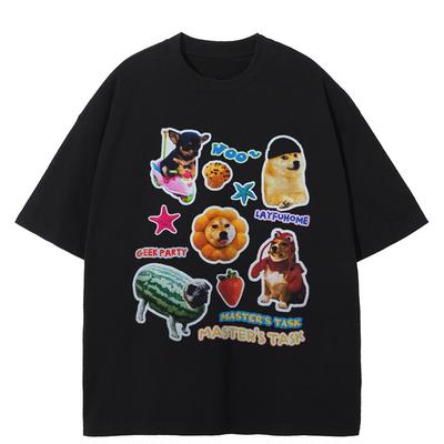 Streetwear Funny Dogs Graphic T-Shirt Cotton Tshirt Unisex Tops Tees Summer Short Sleeves T Shirt