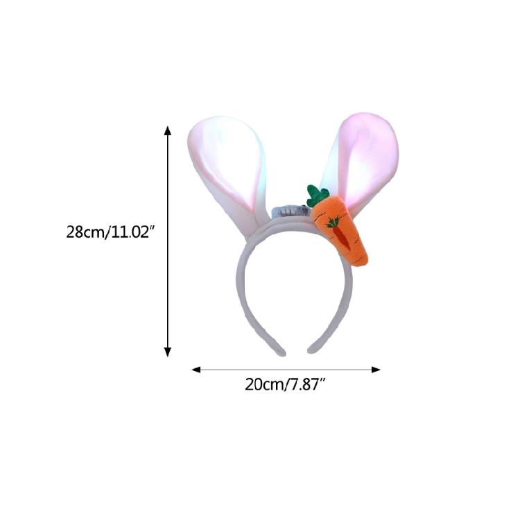 Light Up Rabbit Ears Headband Cute Plush Bunny Ear Hair Accessory for Women