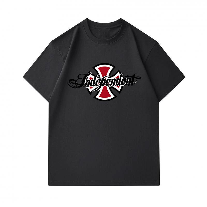 Men's 100% Cotton Crew Neck Short Sleeve T-Shirt, Retro Tribal Cross Graphic Print Casual Soft Breathable Summer Tee Top for Daily Street Wear