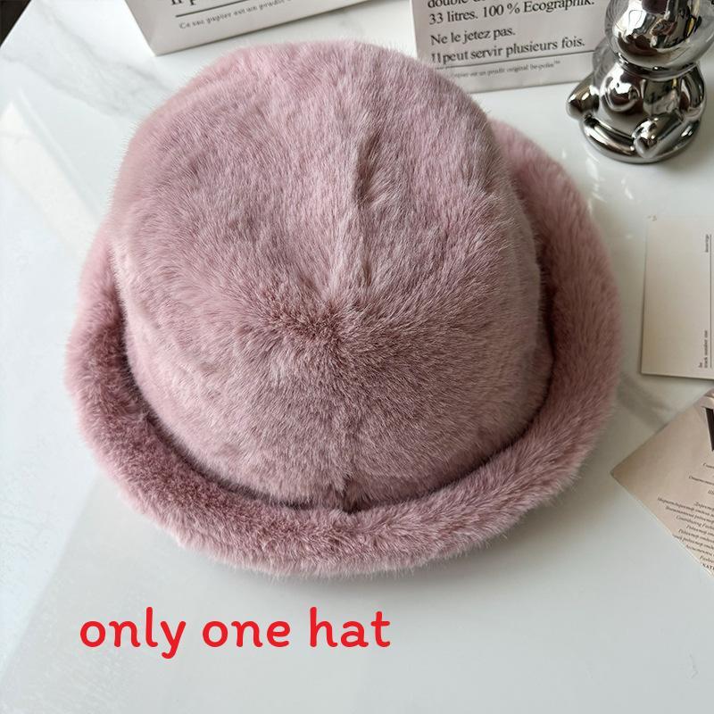 

Water Mink Fur Fisherman Hat For Women Winter Warmth Retro Style With Ear Flaps Pink