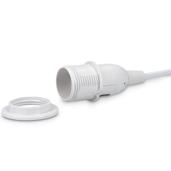 Kwmobile Support lampe douille E14 - Câble pour ampoule avec bague fixation - Cordon alimentation blanc prise électrique et interrup