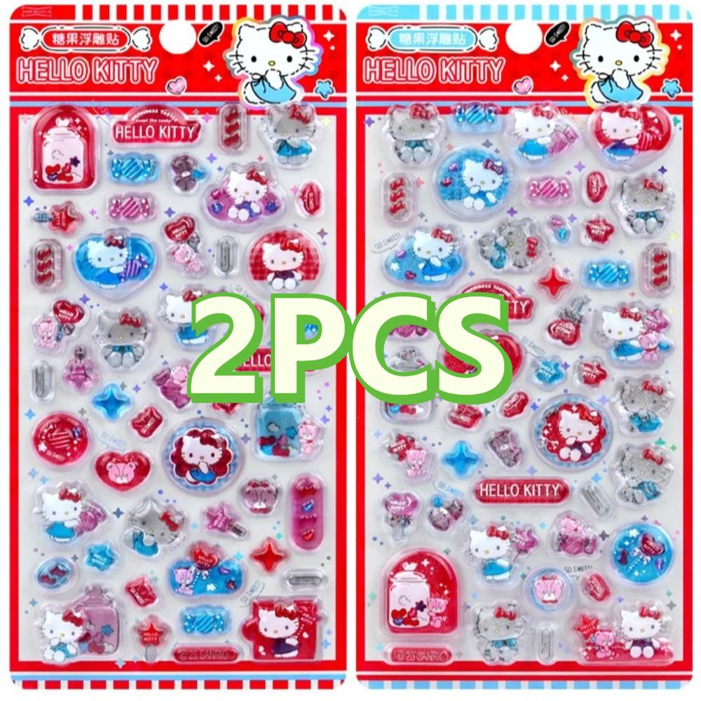 Kitty Crystal Candy Relief Stickers Cute Kawaii Decals Waterproof Girls Phone Aesthetic Decor Kids Art Craft Gifts 3D for Kid Friendly Entertaining