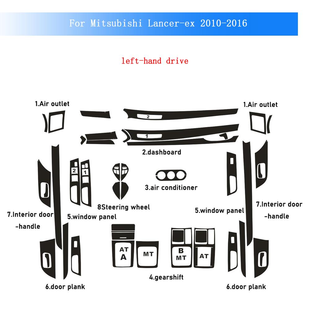 Carbon Fiber For Mitsubishi Lancer-ex 2010-16 Car Film Interior Sticker Center Console Gear Dashboard Air Door Handle Lift Panel