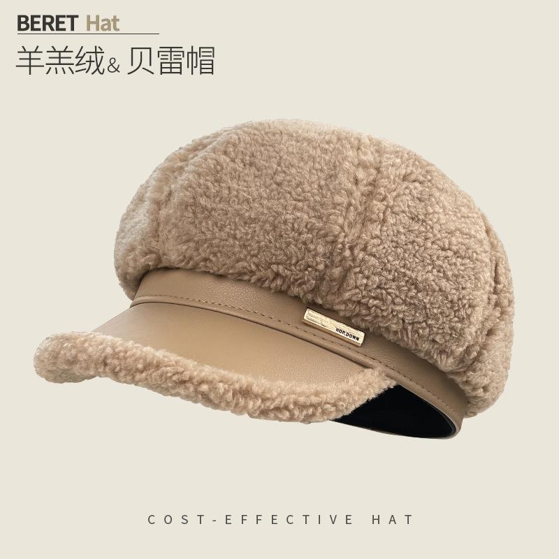 Retro Versatile Woolen Beret Showing Face Ducktongue Octagonal Hat Children'S Warm Windproof Newsboy Hat