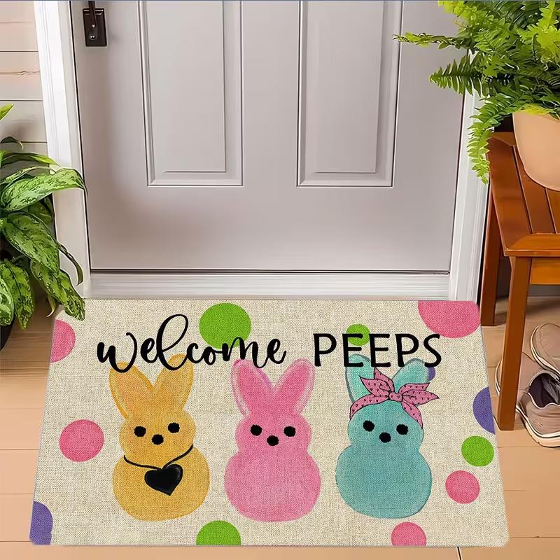 

1pc Cute Bunny Peeps Print NonSlip Doormat for Bedroom Living Room Home Decor, Perfect Gift for Friends Family Easter 40x60cm