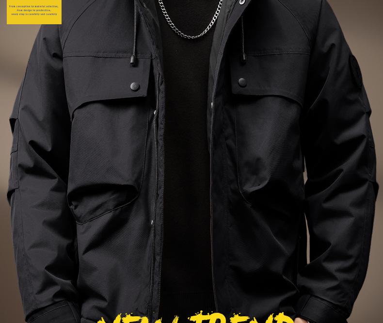 Men's 2025 Autumn/Winter High-End Quilted Thick Cotton Jacket - Trendy Windproof Outdoor Mountaineering Coat