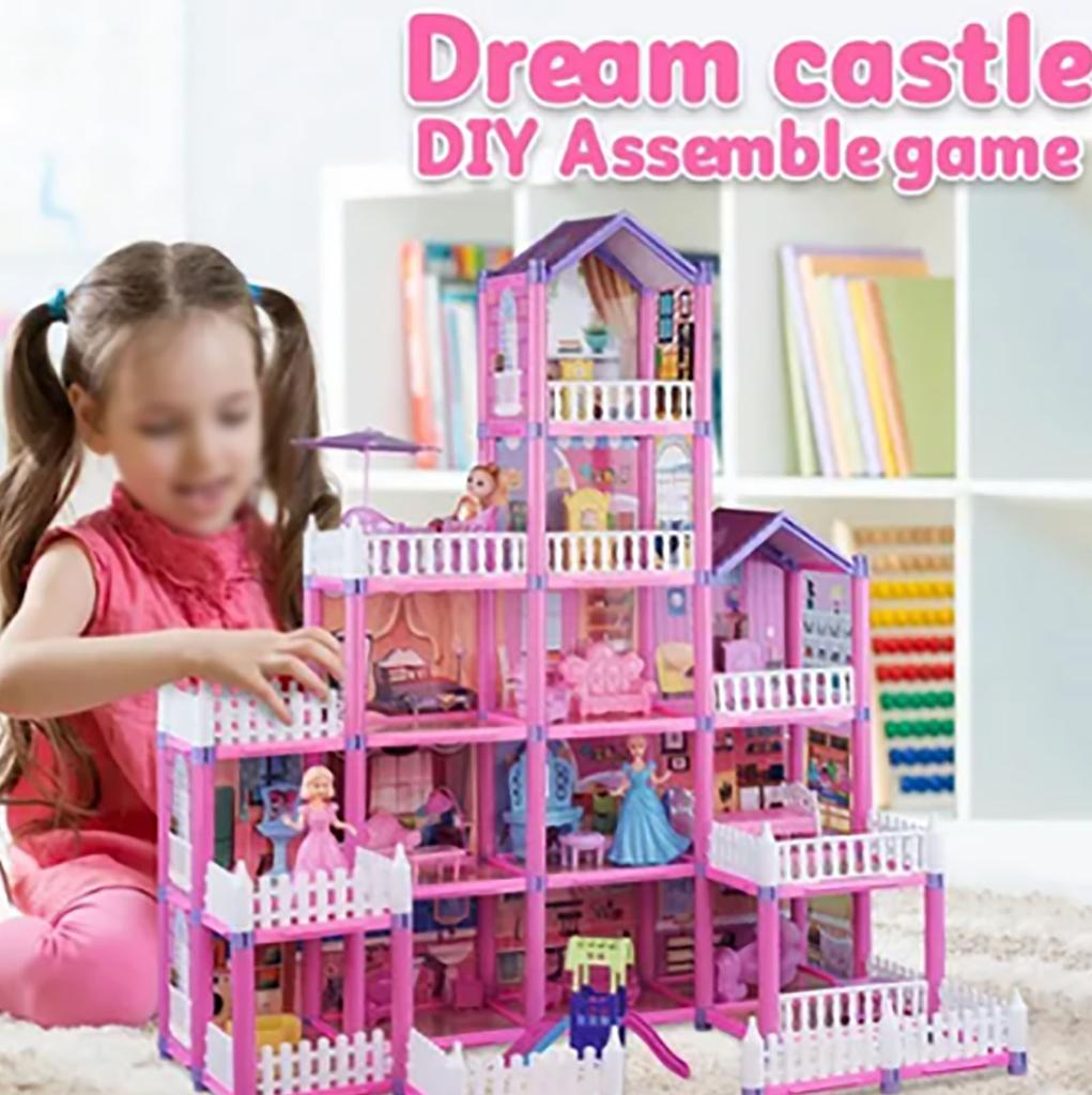 278pcs Doll House Building Toys DIY Assembly Doll Accessories Simulation Castle Building Kit for