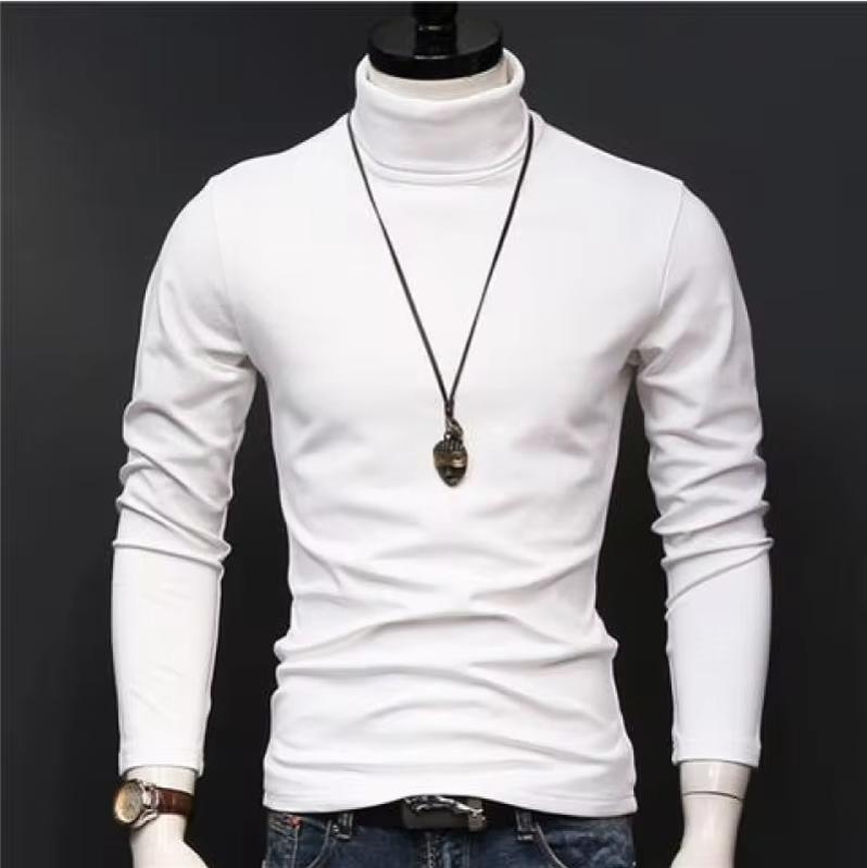 Herren Rollkragen Langarm Enganliegendes T-Shirt Elastische Slim Fit Einfarbiges Basic-Shirt Herbst/Winter Vielseitiges Unterhemd
