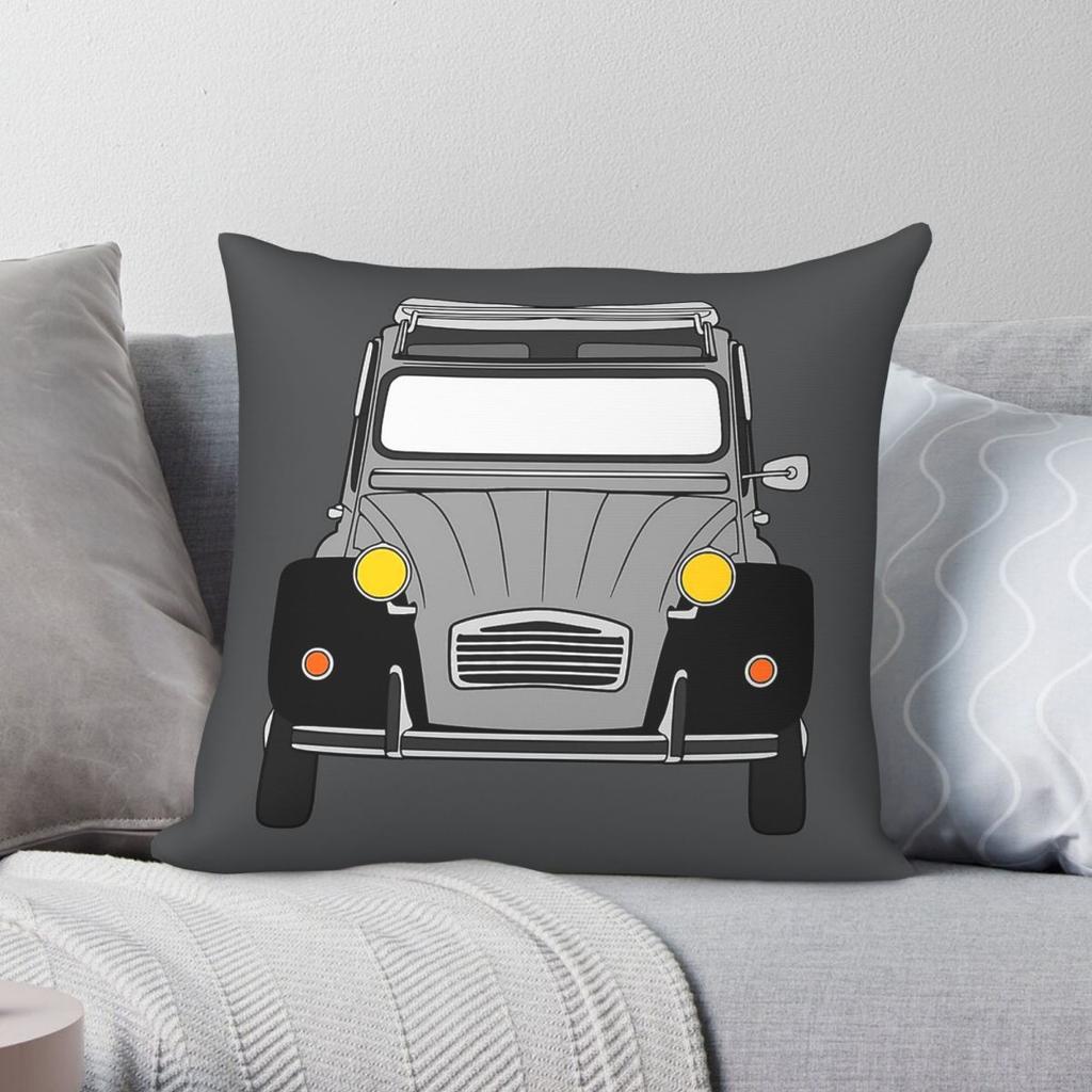 2CV Gray Black Square Pillowcase Polyester Linen Velvet Pattern Zip Decor Pillow Case Sofa Cushion Cover 45x45