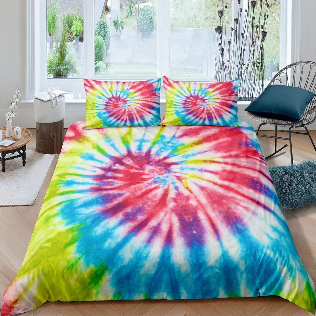 Tie Dye Bettwäsche Set Boho Psychedelic Bettbezug für Kinder Kinder Teenager Erwachsene Hippie Tie Dye Bettbezug Bohemian Gypsy