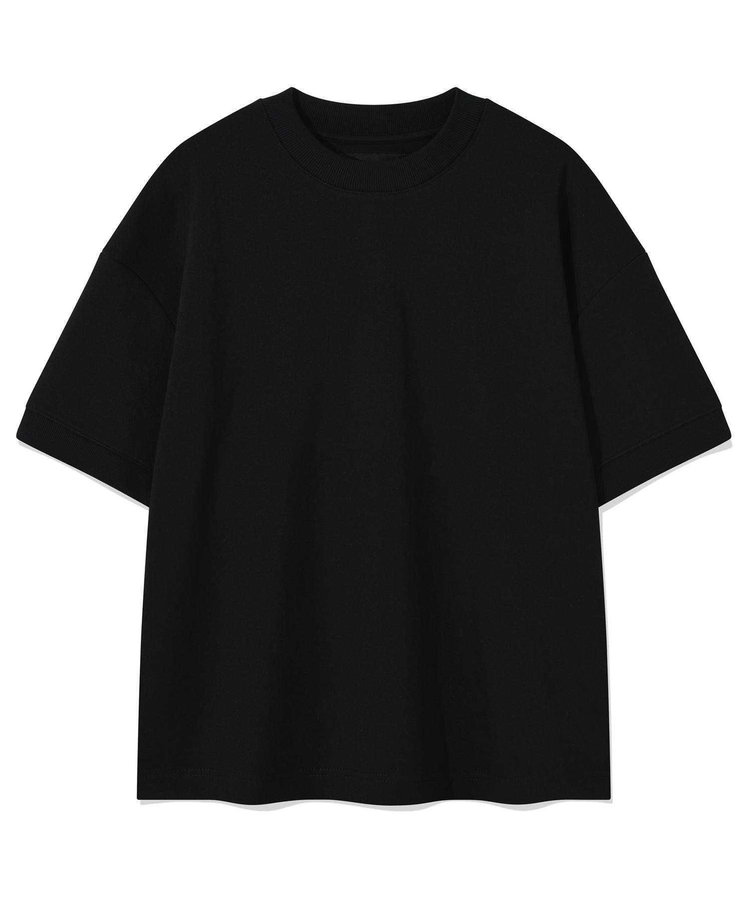 Nombeule Basic Logo Embroidered Oversized Short Sleeve Sweatshirt [Black] Black/L