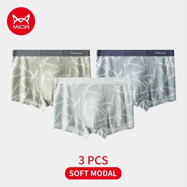 MiiOW 3pcs  Modal Men's Underwear AAA Antibacterial Oversized Checkered Underwear Boxing Shorts L-4XL