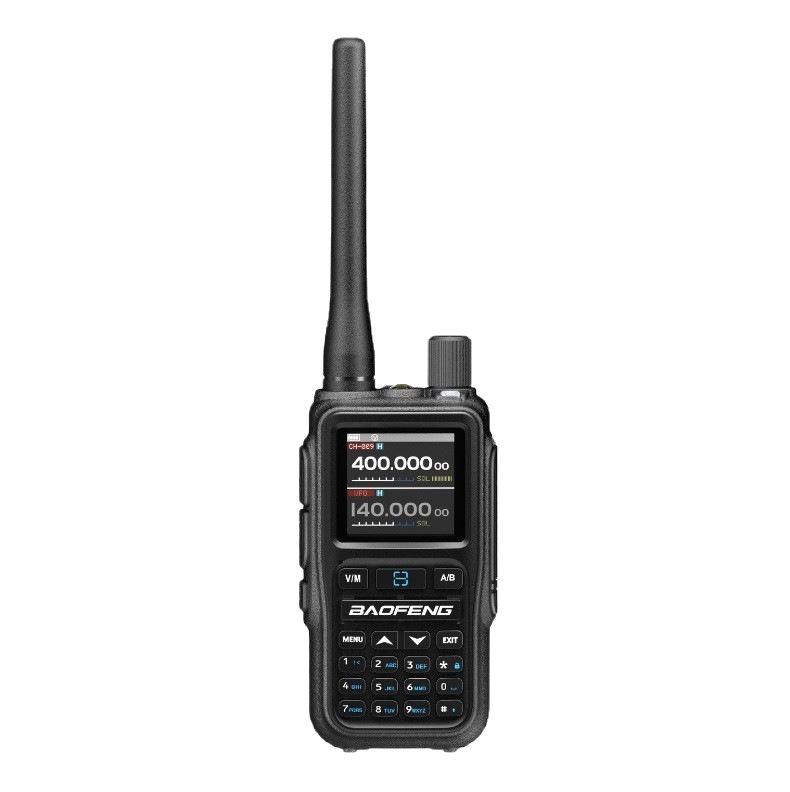 Baofeng UV-5R Mini Compact Walkie-Talkie with One-Key Frequency Pairing, Bluetooth, Type-C Charging, and Power Bank Function.