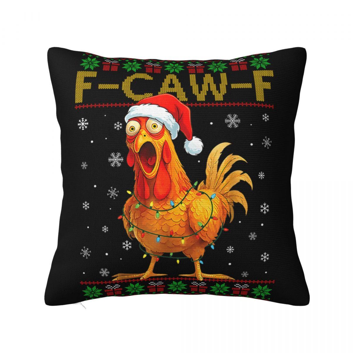 FCawF Funny Chicken Humor Rooster Meme Christmas Pillow Case Funny Pillow Cover Soft Graphic Cushion Cover Pillowcases Gift 30cmx30cm
