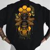 Men's  pure cotton fashionable casual loose sports bee pattern printed round neck short sleeved T-shirt top