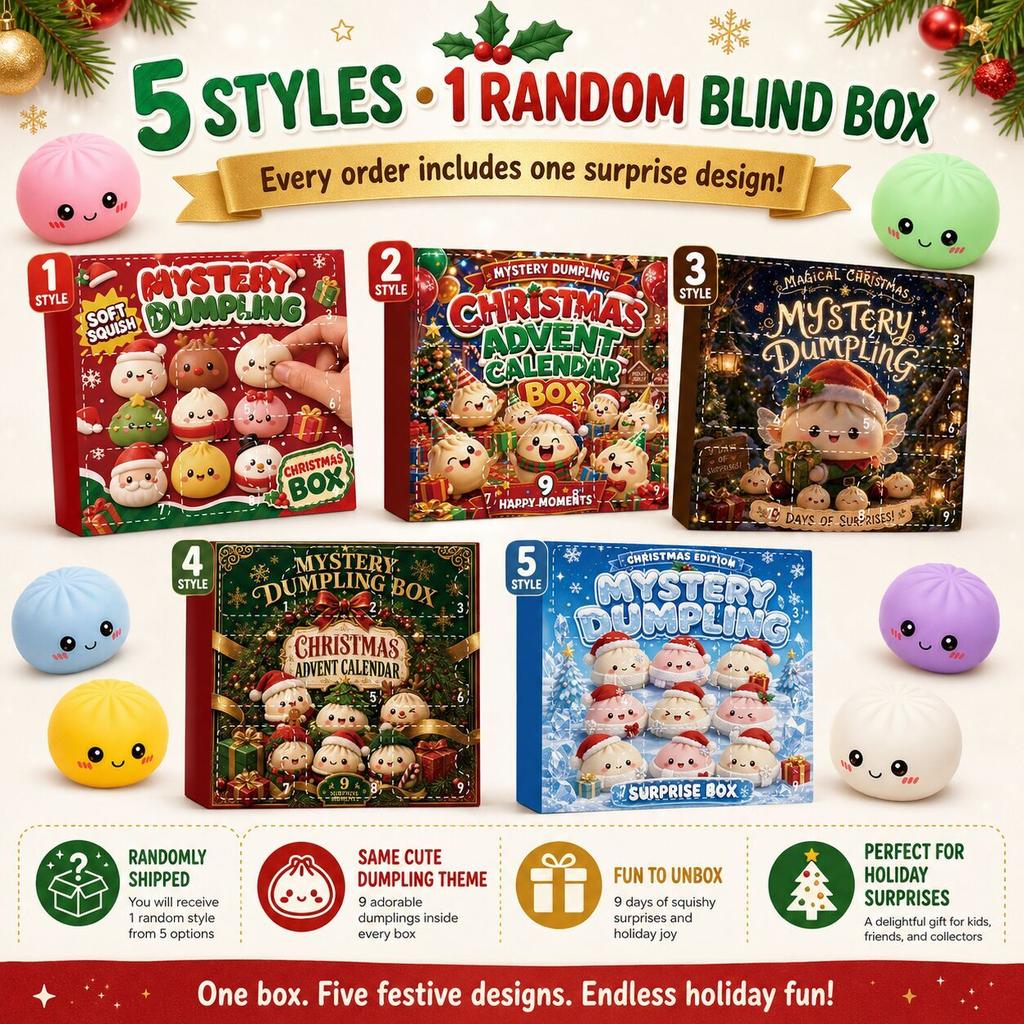 9-Day Dumpling Squishy Advent Calendar – Christmas Countdown with Fidget Sensory Toys, Blind Box Surprise Gift