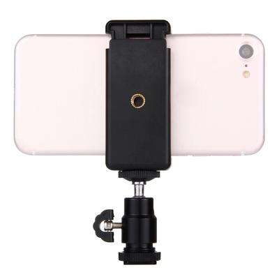 PULUZ 1/4 Zoll Blitzschuh-Stativkopf + Stativklemme für iPhone, Samsung, Huawei, HTC, 5,5 cm – 8 cm breite Smartphones