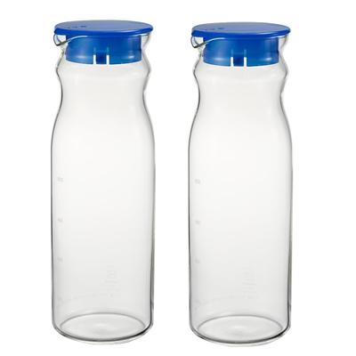 Heat Resistant Free Pot Mine Cold Water Bottle Set of 2 Practical Capacity 1200ml Transparent Blue Heat Resistant Glass Boiling WaterDishwasher