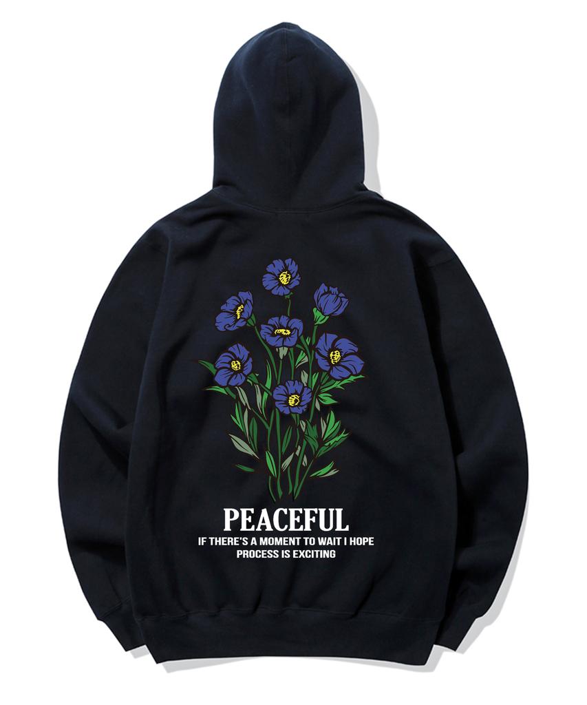 Blue Flower Bundle Graphic Hoodie - Navy