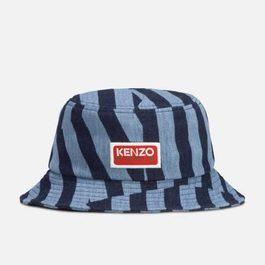 Used Very good conditionKENZO Dazzle Stripe Denim Bucket Hat Blue
