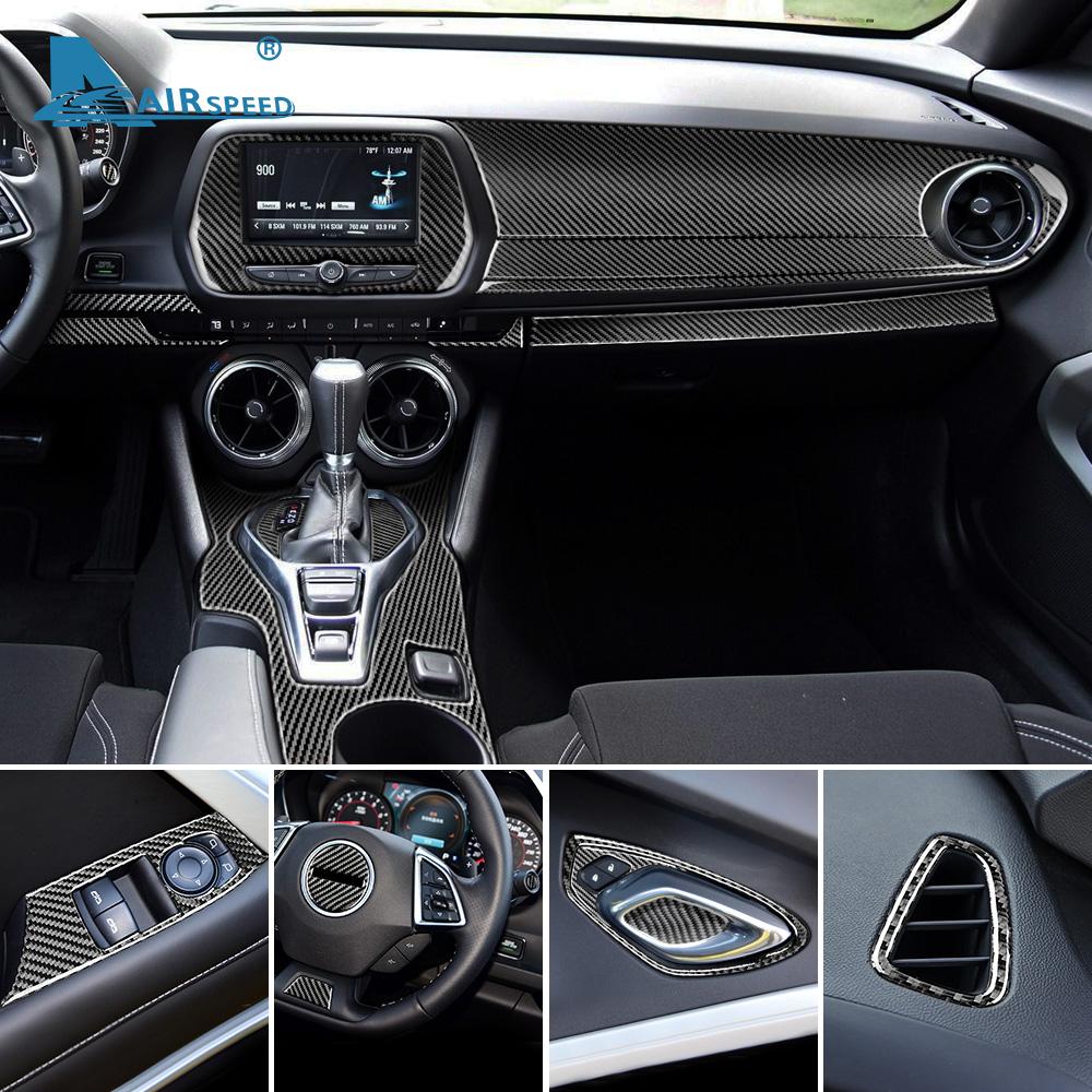 Carbon Fiber Dashboard Trim for Chevy Camaro 2016-2019 Interior Accessories 2-Piece Set
