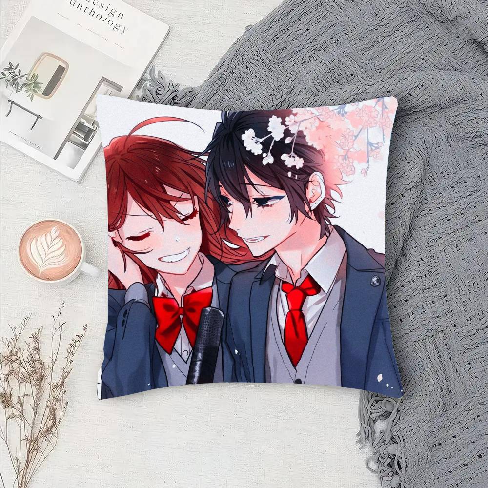 Japanese Classic Anime Horimiya Vintage Pillow Case Fashion Square Pillowcase Bedroom Sofa Room Ins Decoration Leisure