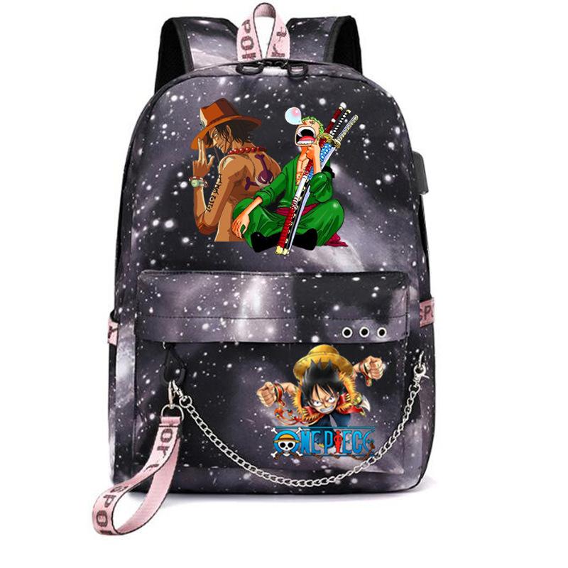 One Piece Print USB School Bag for Primary and Secondary School Students Men and Women Webbing Backpack