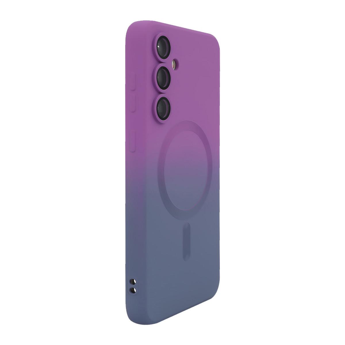 

For Samsung Galaxy A15 5G/Galaxy A15 4G Silicone Case ENAKY HAT PRINCE Gradient Color Cover Compatible with MagSafe Purple+Blue