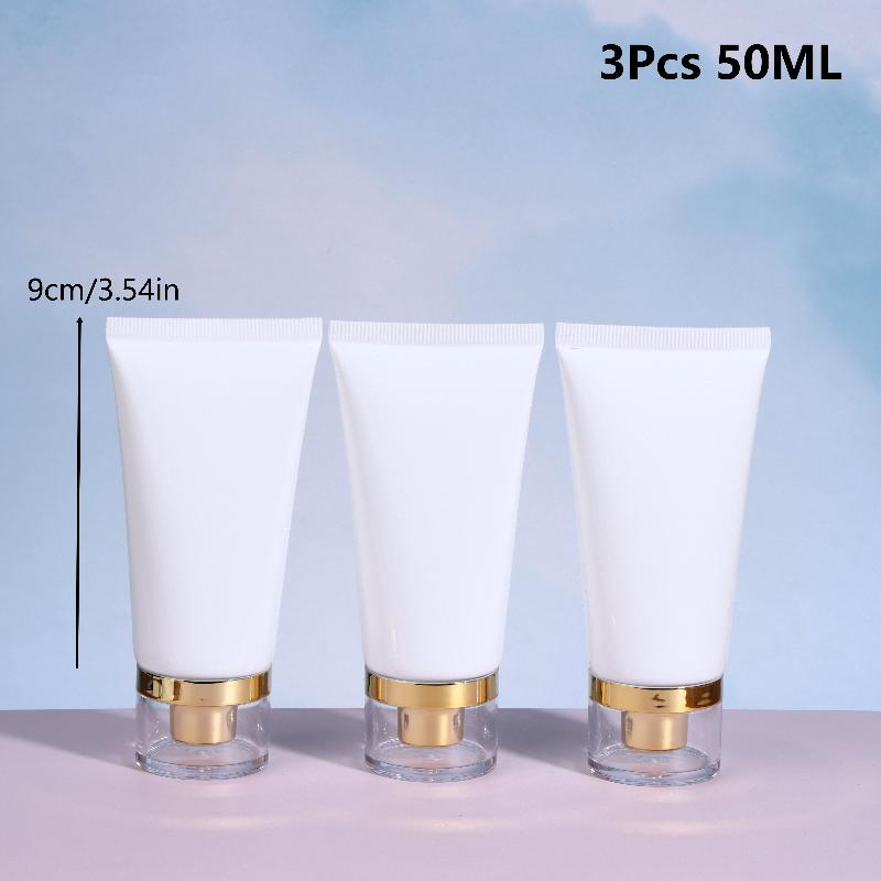 3Pcs 50/100Ml White Empty Cosmetic Squeeze Tubes Travel Dispensing Tubes Refillable Containers For Lotion Cream Facial Cleaner