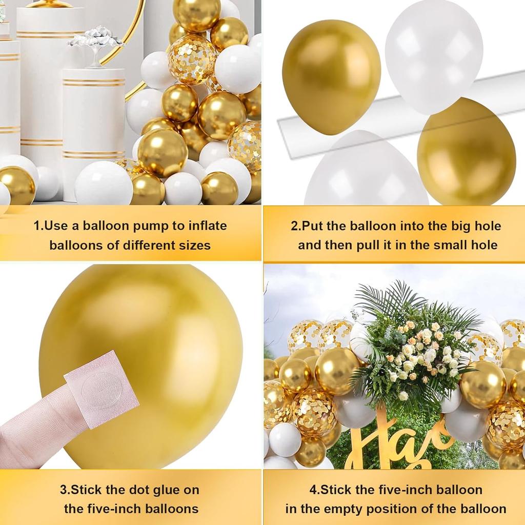 Set 125 Buc Baloane Metalice Aurii Latex Potrivite Pentru Petreceri de Ziua de Naștere, Nunti, Decorațiuni Petrecere Ziua Îndrăgostiților