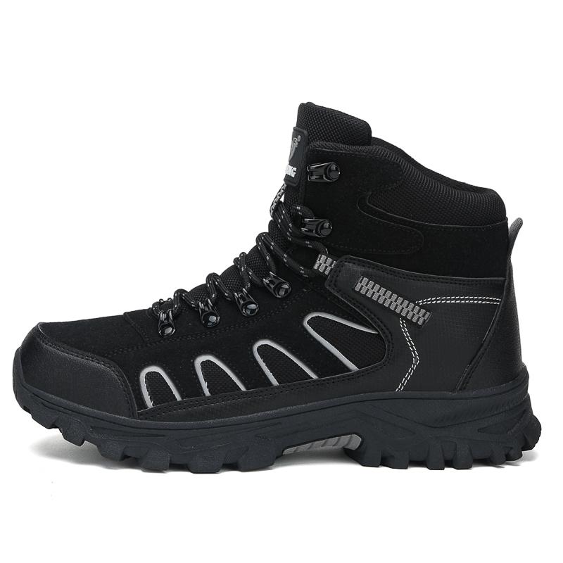 High-top Boots Men Anti-slip Warm Comfortable Plush Outdoor Hiking Shoes Men Breathable Lace-up Casual Sports Shoes Men